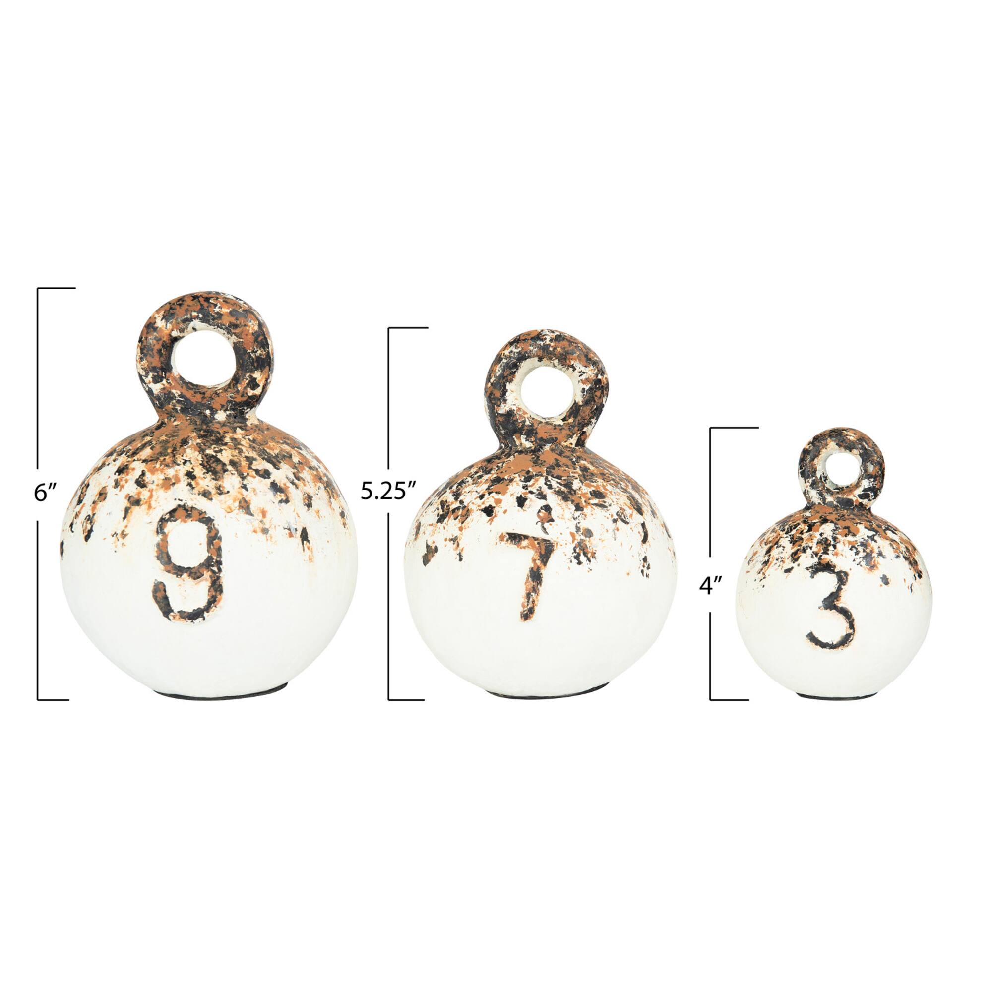 Hello Honey® Heavily Distressed Round Weights with Handles Set